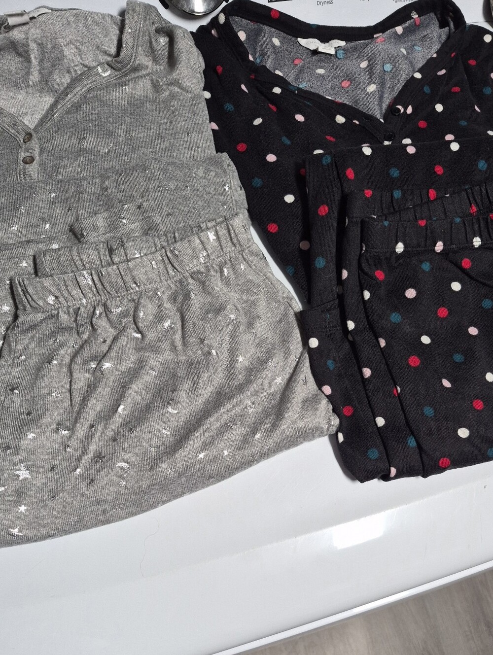 2 Charter Club Womens' Long-Sleeve Pj Sets - Black Polka Dot & Gray Star Sz Sm